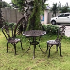Bộ bàn ghế nhôm đúc Composite sân vườn, cafe