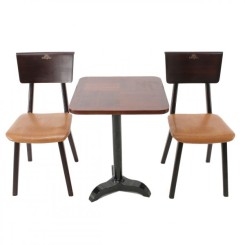 Bộ bàn ghế Cafe chân tựa sắt mặt gỗ 02