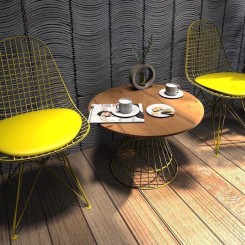 Bộ bàn ghế cafe chân sắt mặt gỗ TT03