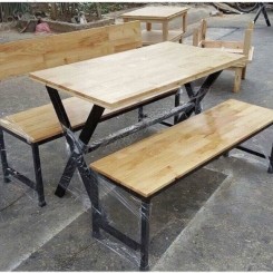 Bộ bàn ghế Cafe chân sắt mặt gỗ TT11