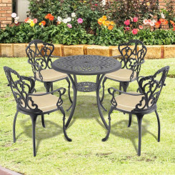 Bộ bàn tròn ghế nhôm đúc nan dài cafe Bộ bàn tròn ghế nhôm đúc nan dài cafe