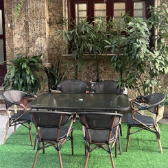 Bộ bàn ghế ăn dạng lưới Textilene giả cổ Bộ bàn ghế ăn dạng lưới Textilene giả cổ