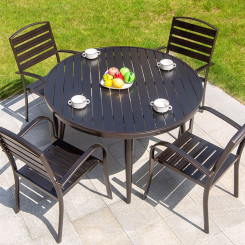 Bộ bàn tròn ghế nhôm đúc nan dài cafe Bộ bàn tròn ghế nhôm đúc nan dài cafe