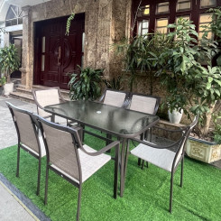 Bộ bàn ghế lưới Textilene tay vuông Bộ bàn ghế lưới Textilene tay vuông