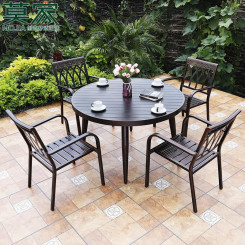 Bộ bàn tròn ghế nhôm đúc nan dài cafe Bộ bàn tròn ghế nhôm đúc nan dài cafe