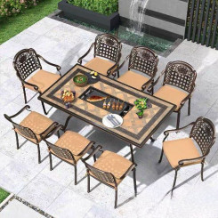 Bộ bàn tròn ghế nhôm đúc nan dài cafe Bộ bàn tròn ghế nhôm đúc nan dài cafe