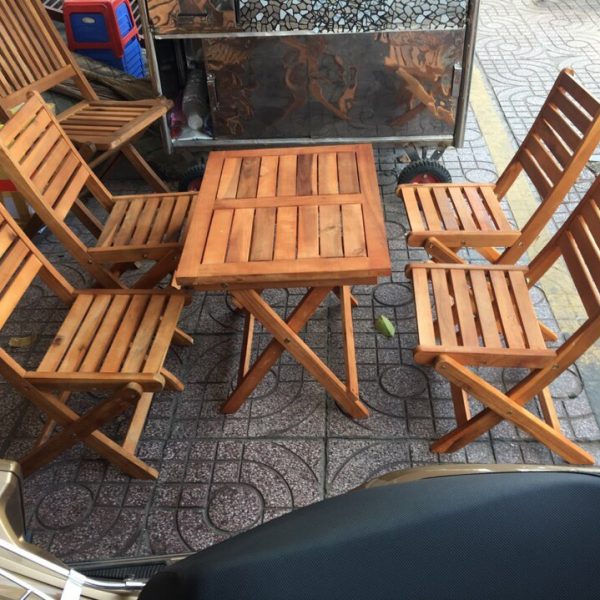 Bộ bàn ghế xếp gọn ngoài trời, bàn ghế cafe CBCF115