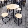 Bộ bàn ghế Cafe chân sắt mặt gỗ TT01